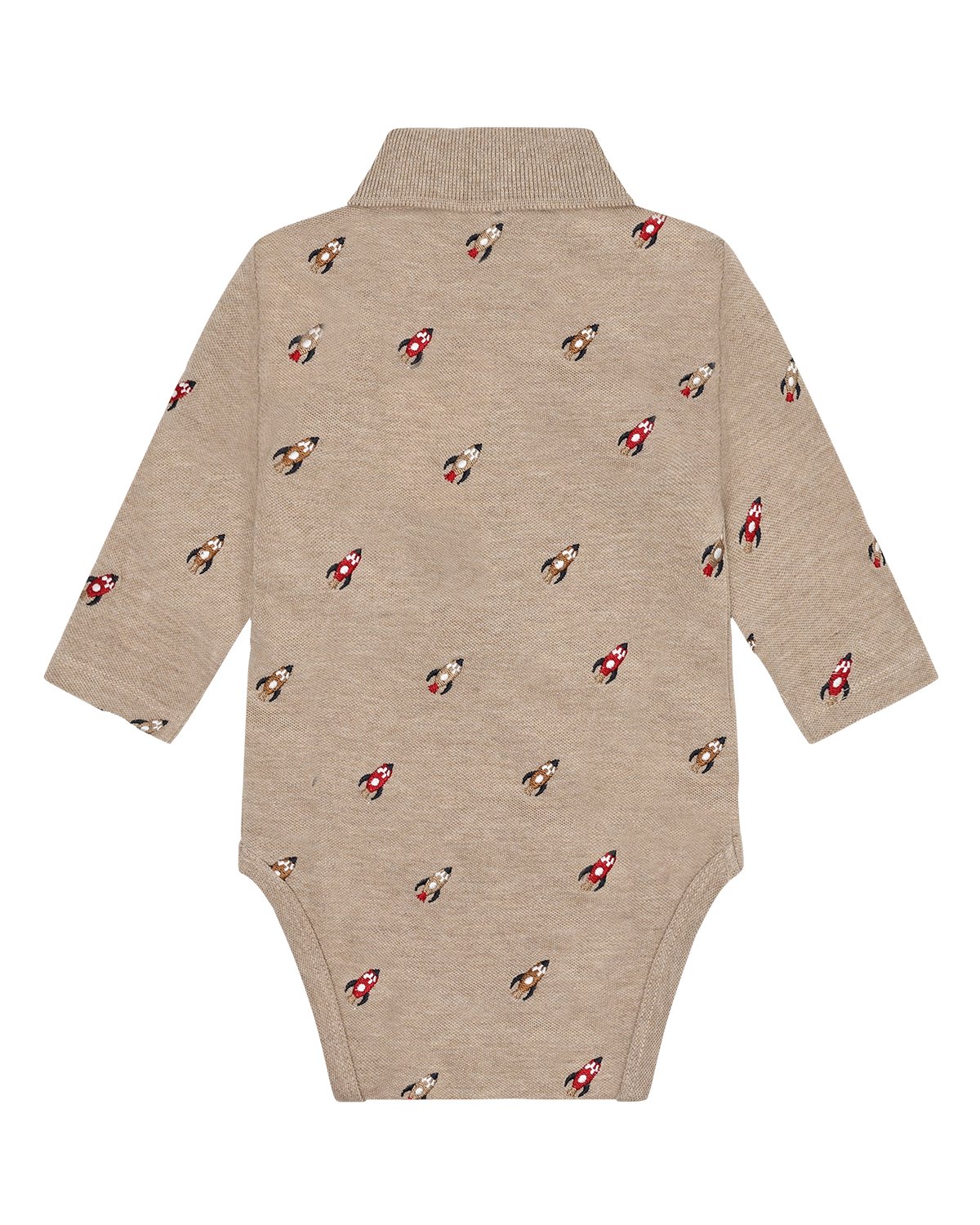 Body m/ Polorage og Knappestolpe – Vevd Øko Bomull | Bendy Rocket Embroidery