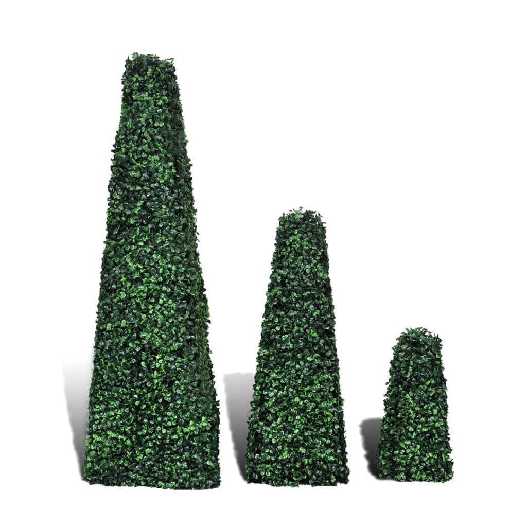 Set van 3 kunstmatige buxus piramides