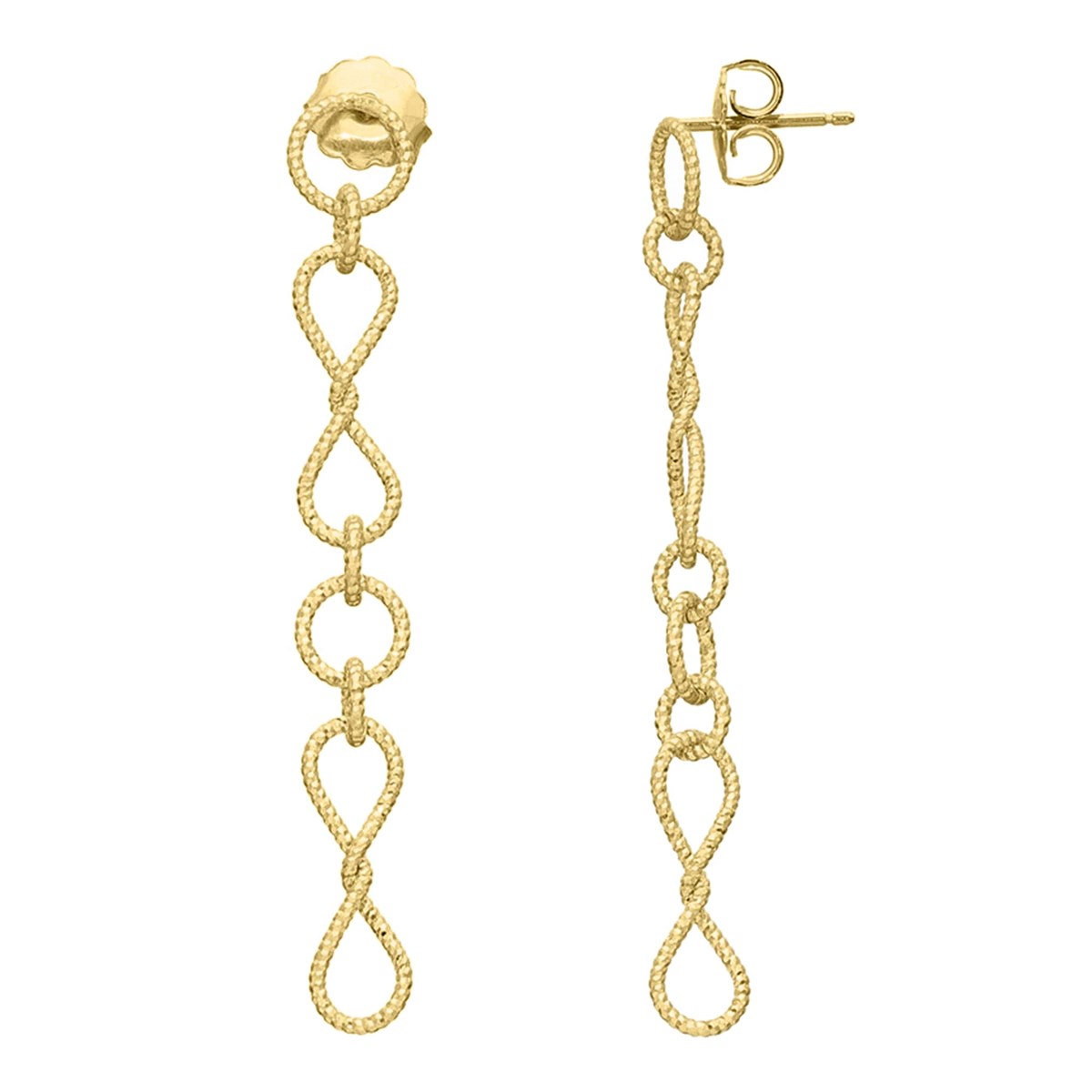 Boucles D'oreilles En Argent Doré Diamanté Torsadée