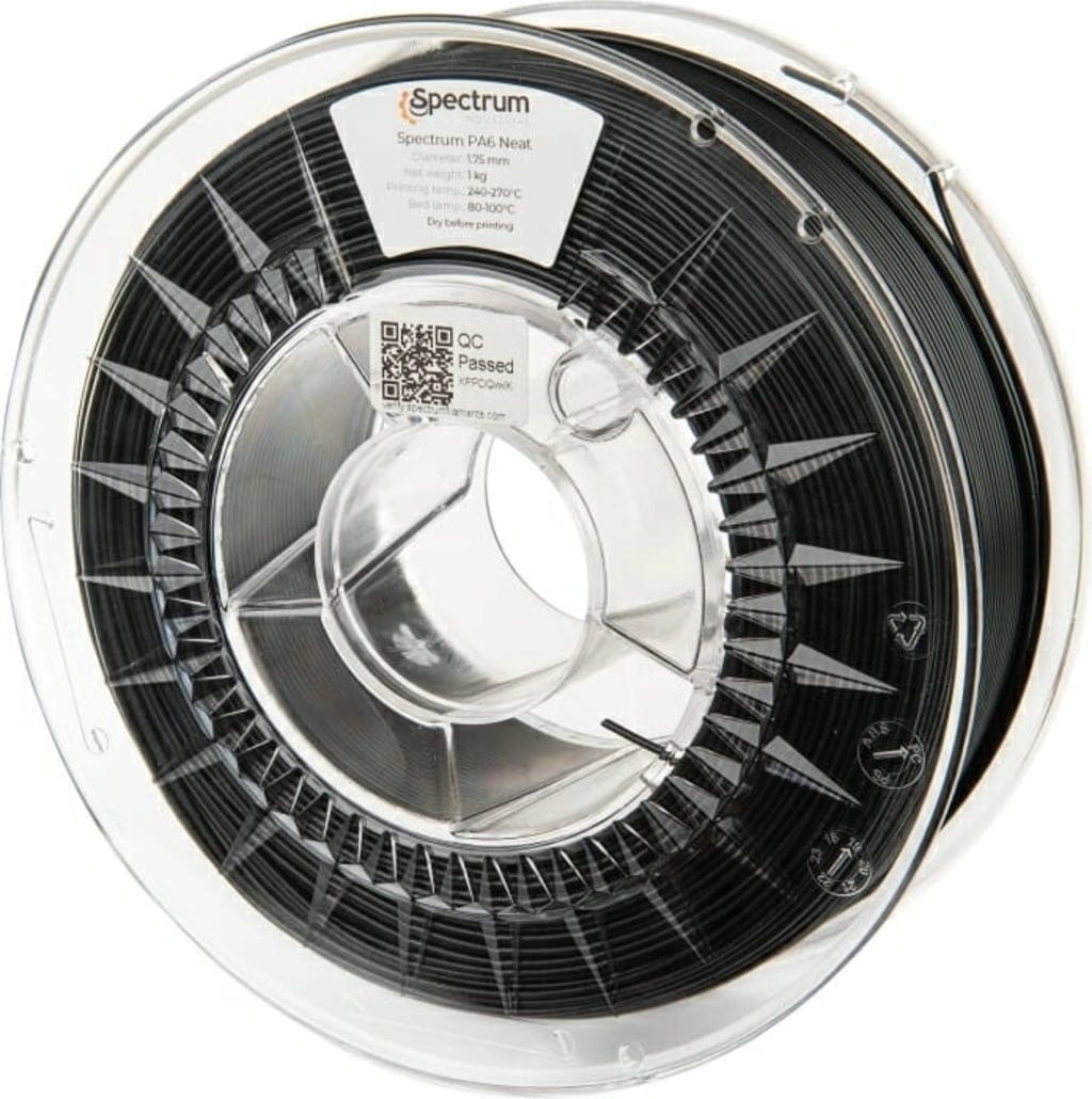 Spectrum  PA6 Neat Black, 1,75 mm / 750 g    Hochtemperatur-Konstruktionsmaterial mit guten tribologischen Eigenschaften
