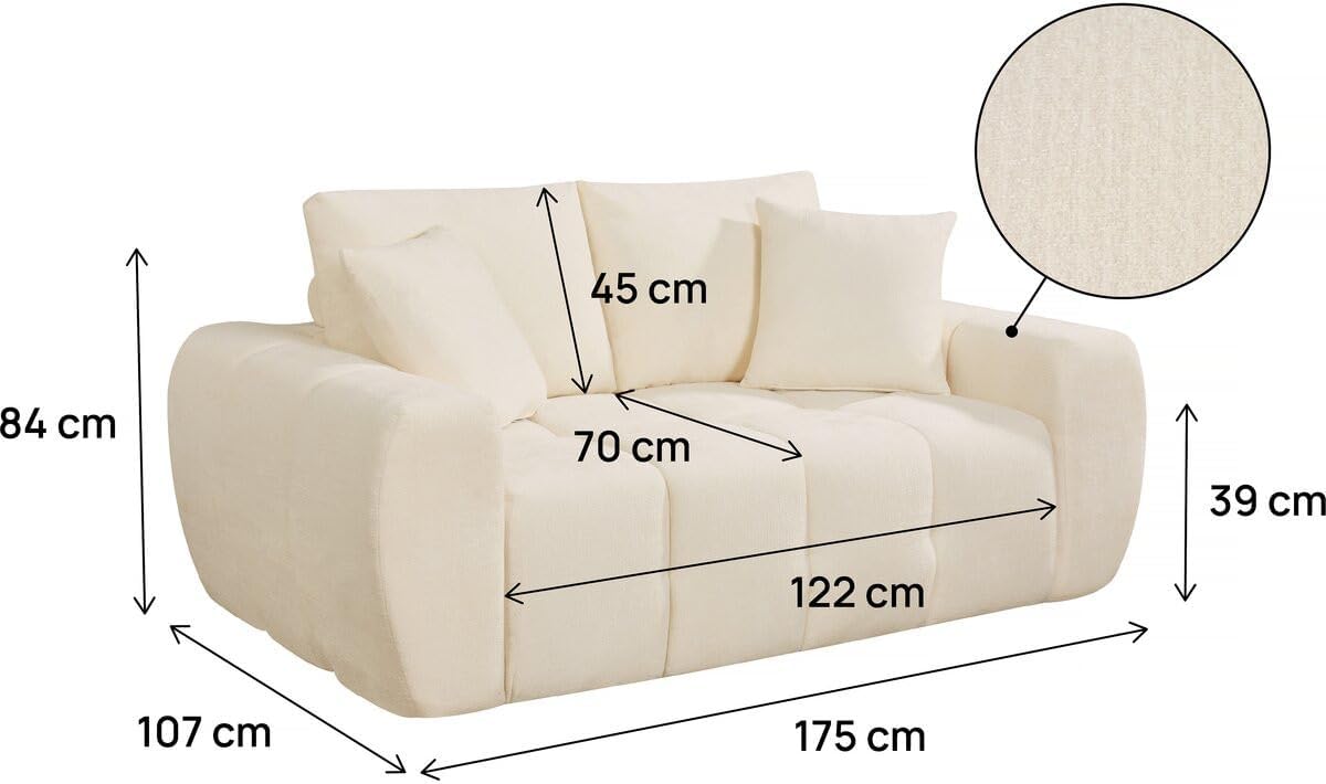 Habitat et Jardin Canapé Droit en Tissu Style Bubble Léonie - 3 Places - Beige XO2501010