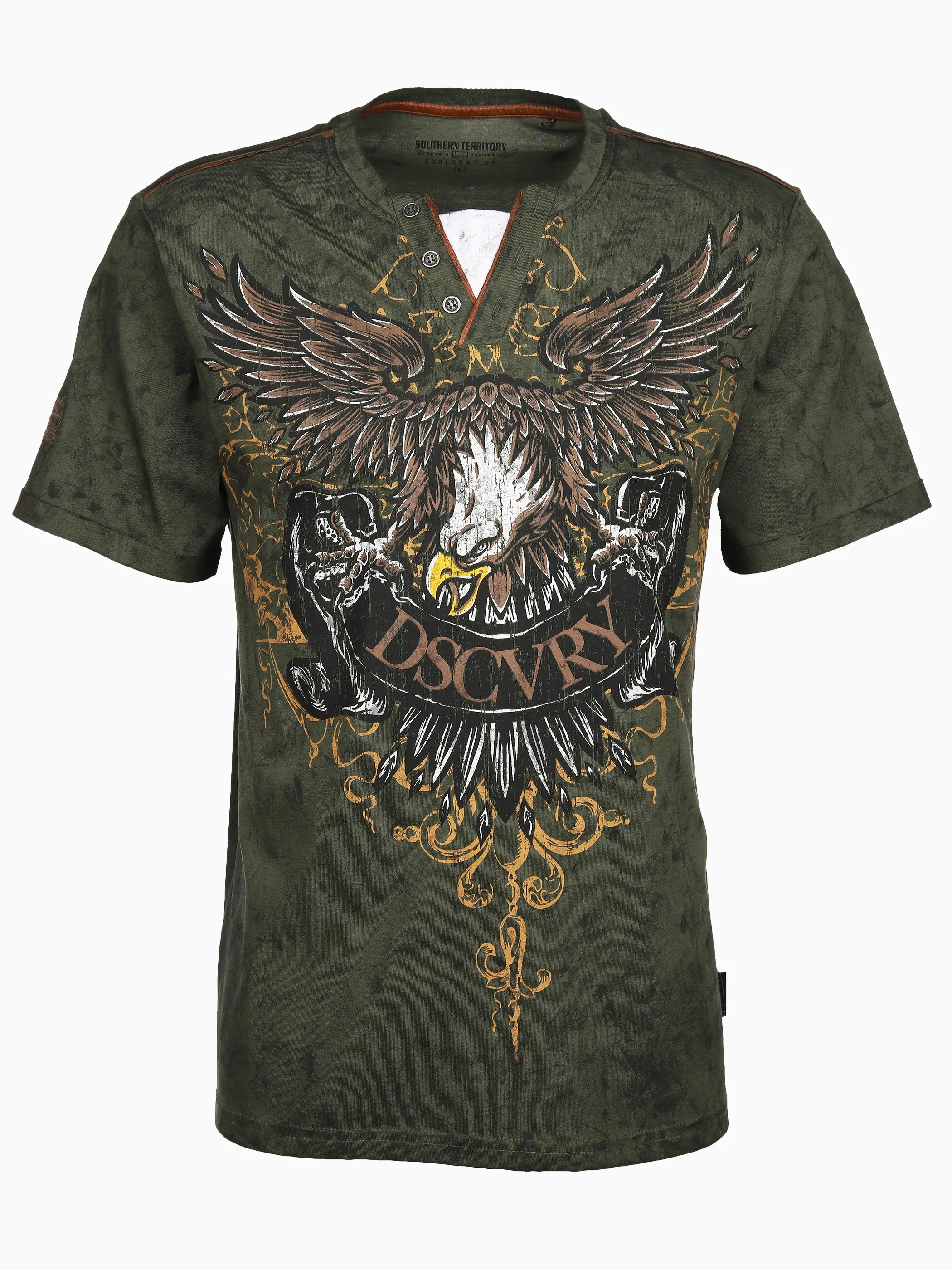Herren Henleyshirt mit auffälligem Frontprint
