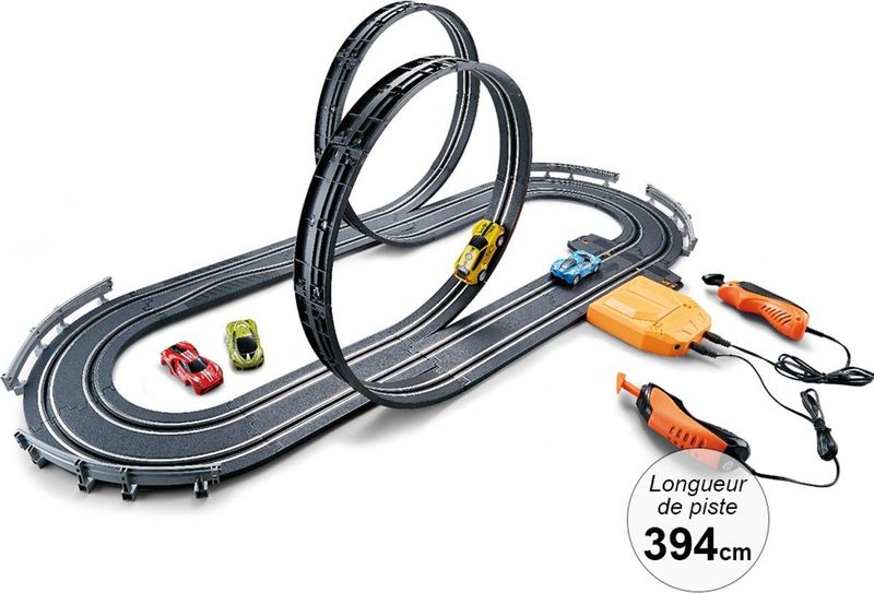 TechKidz, 394cm Dubbele Looping racebaan - Advance model, Zwart