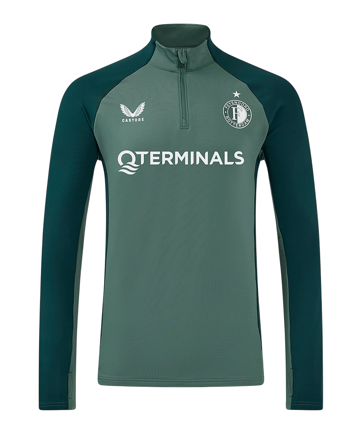 Castore Feyenoord Rotterdam Rise Pro Players 1/4 Zip Sweatshirt Grün F097