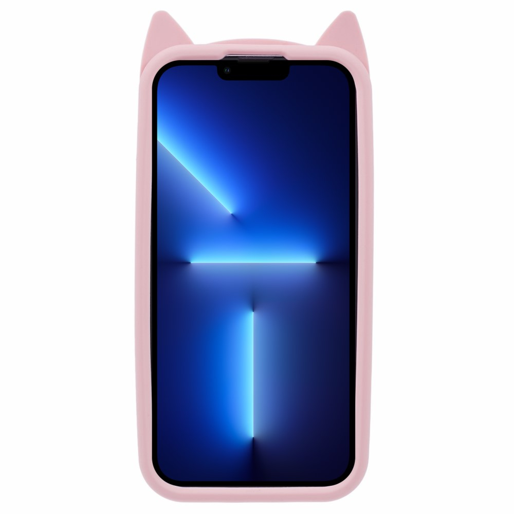 iPhone 13 Pro 3D Silikon Case Hülle mit Süssen Katzenohren - Rosa