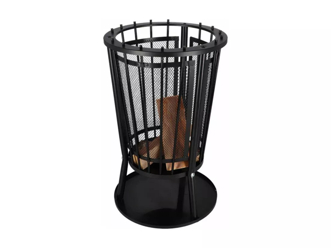 Brasero panier avec fond en métal ajouré - Noir - D 40 x H 64,5 cm