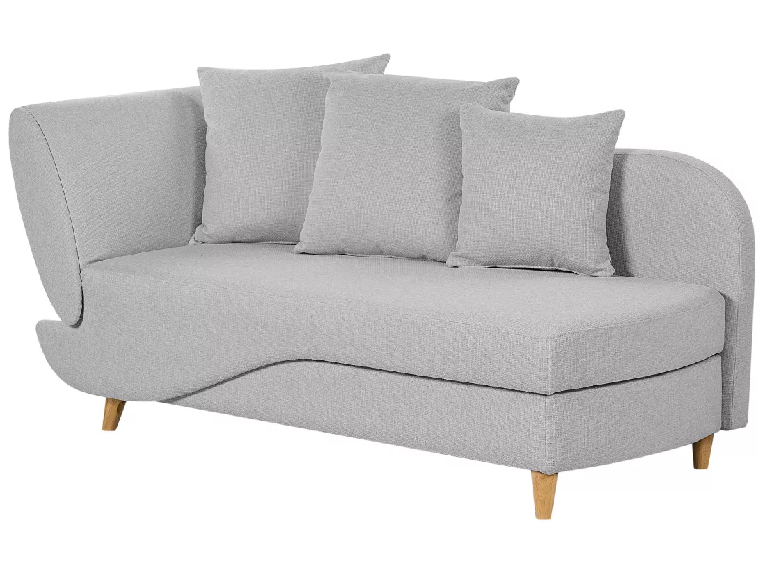 Chaise longue côté droite en tissu gris clair MERI II