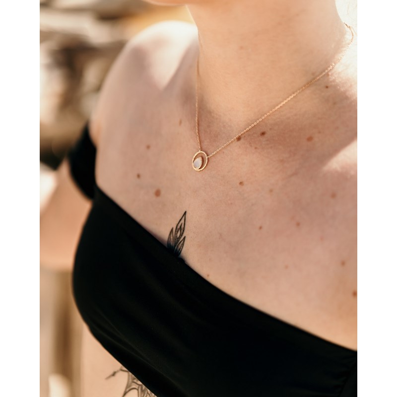 Collier Fin Plaqué Or Pierre de Lune Pierres Precieuses