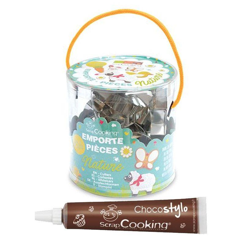 16 emporte-pièces Nature + 1 Stylo chocolat Scrapcooking