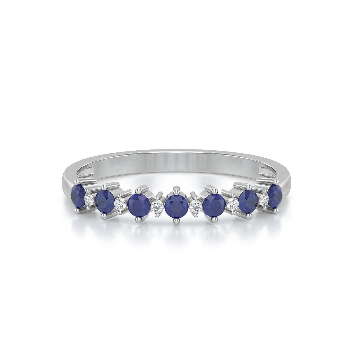 Bague ADEN Or 585 Blanc Saphir et diamants 1.7grs
