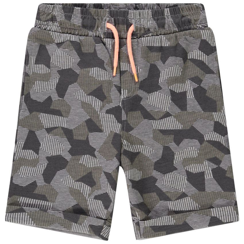 Bermuda en molleton imprimé camouflage pour garçon - Gris chiné