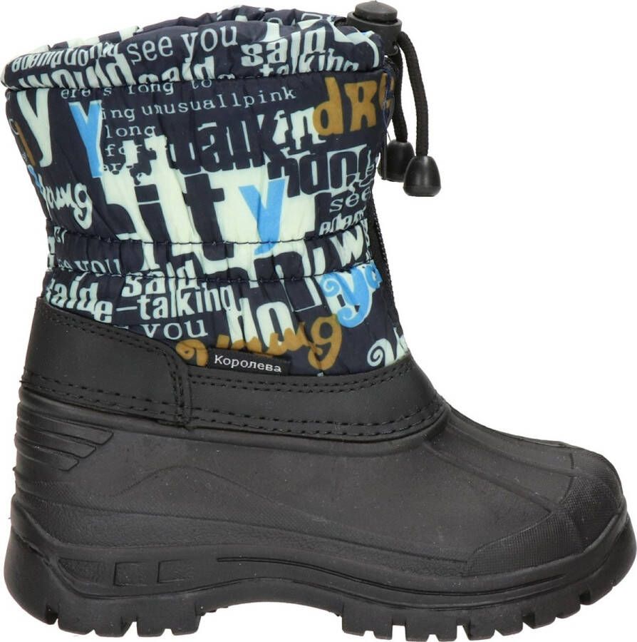 Snow Fun snowboots donkerblauw multi Jongens Meisjes Synthetisch Tekst 28
