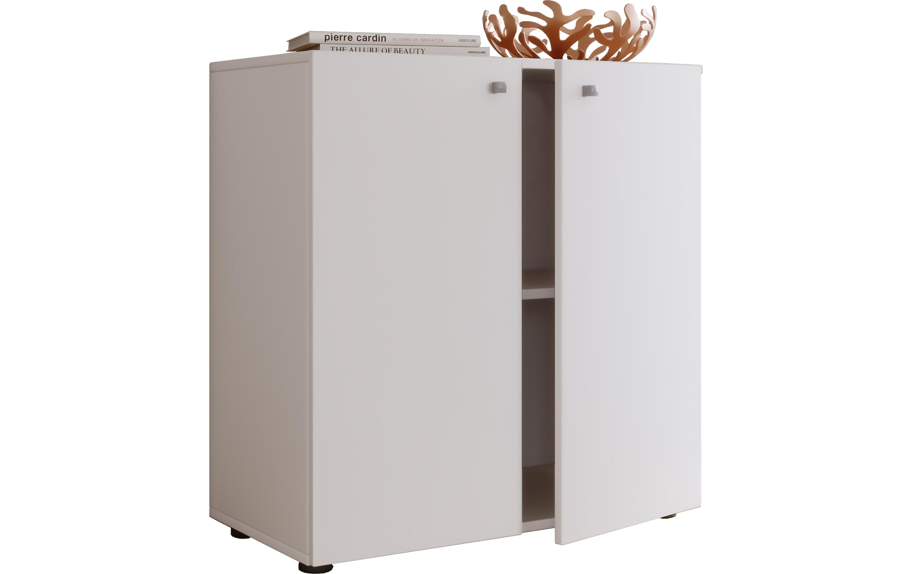 Kommode Vandol V1 70 x 75 cm, Weiss<br>Schrank mit Klapptüren