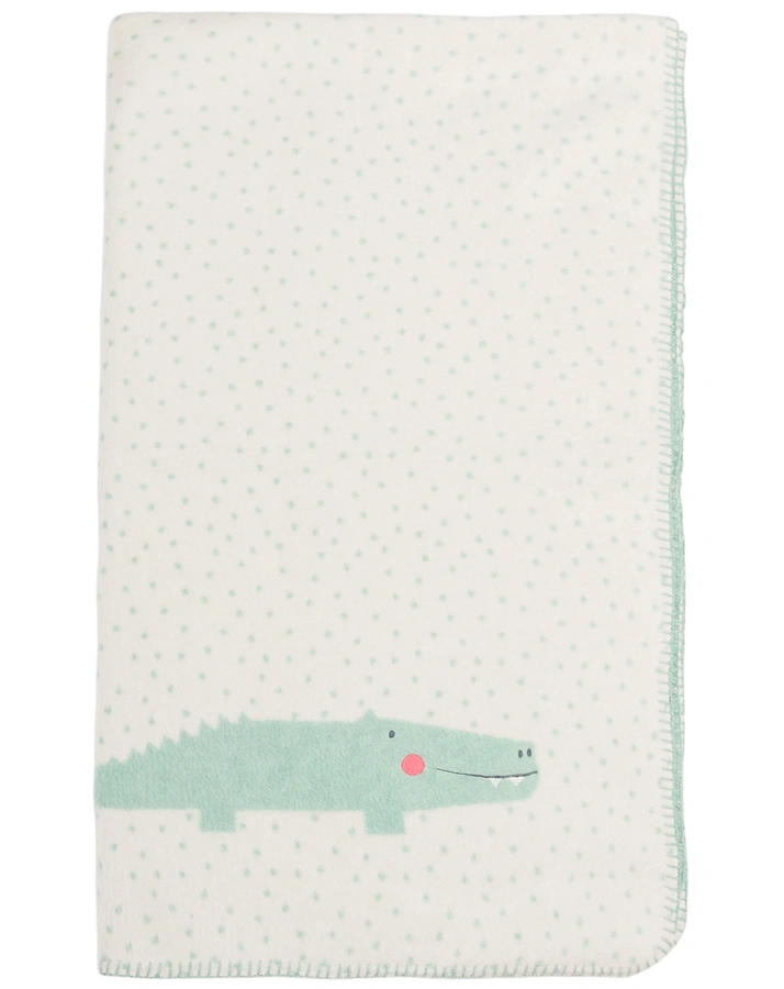 Kuscheldecke KROKODIL (100x150) in offwhite/mint