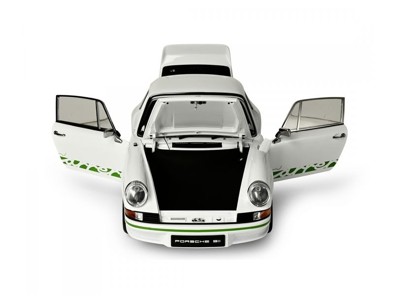 IXO Models Bausatz Porsche 911 RS 2.7 Weiss/Grün 1:8 Standmodellbausatz im Massstab 1:8