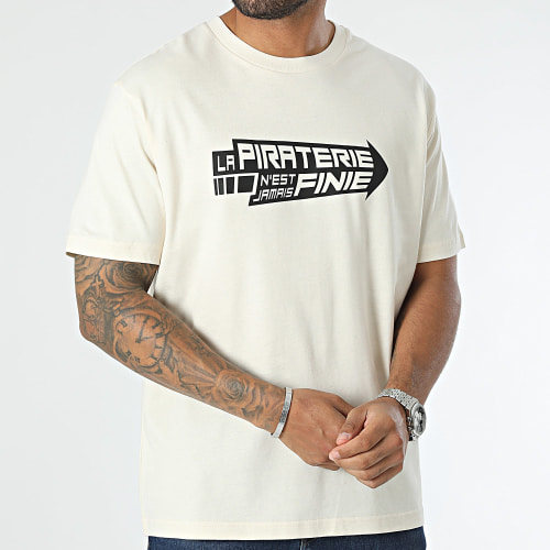 Tee Shirt Oversize Large Flèche Beige Noir
