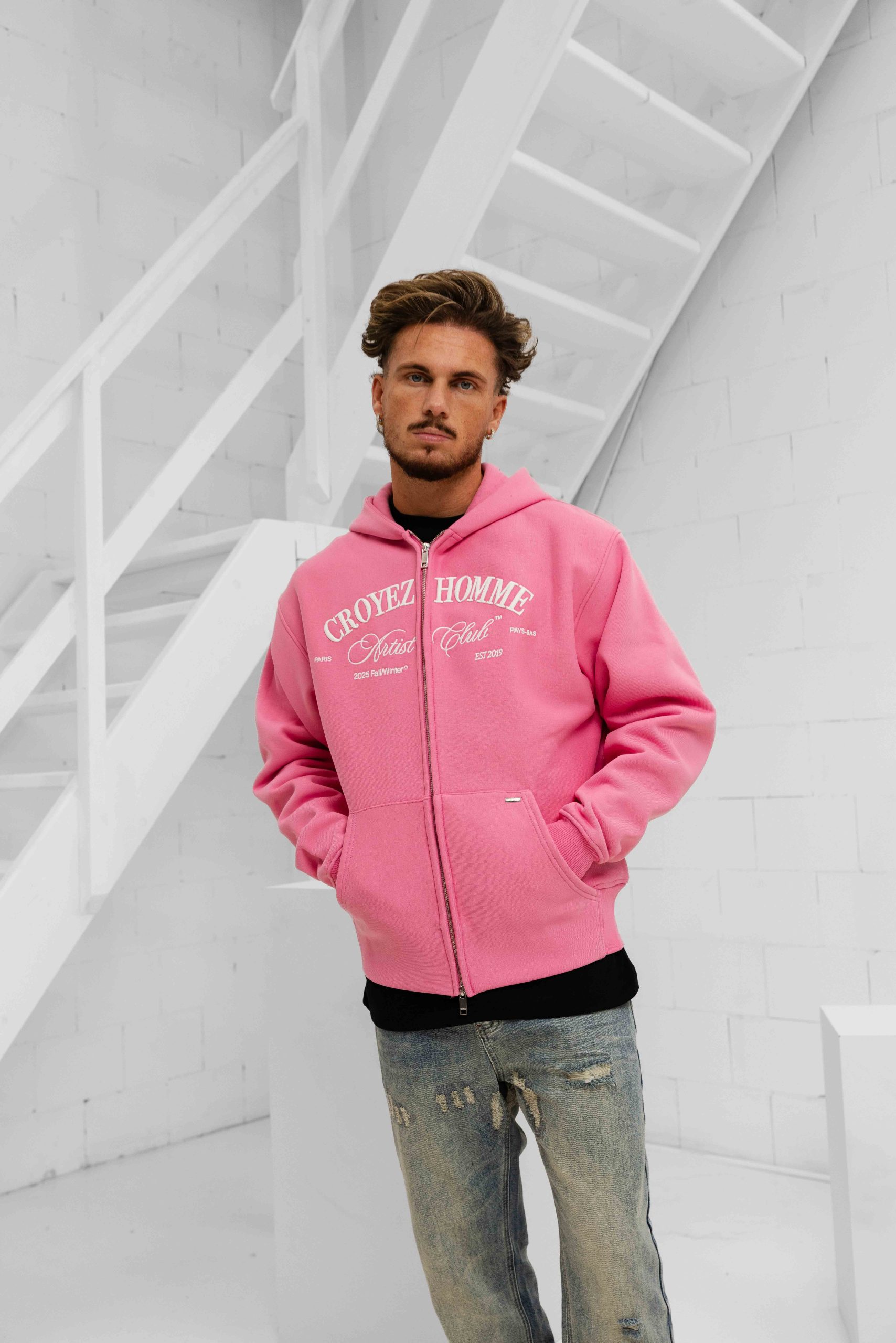 Croyez Artist Club Zip-Hoodie Heren Roze