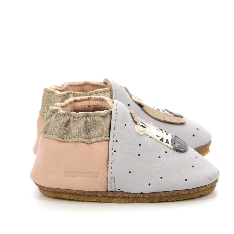 Robeez Robeez Chaussons Crêpe Cute Zebra Gris Rose