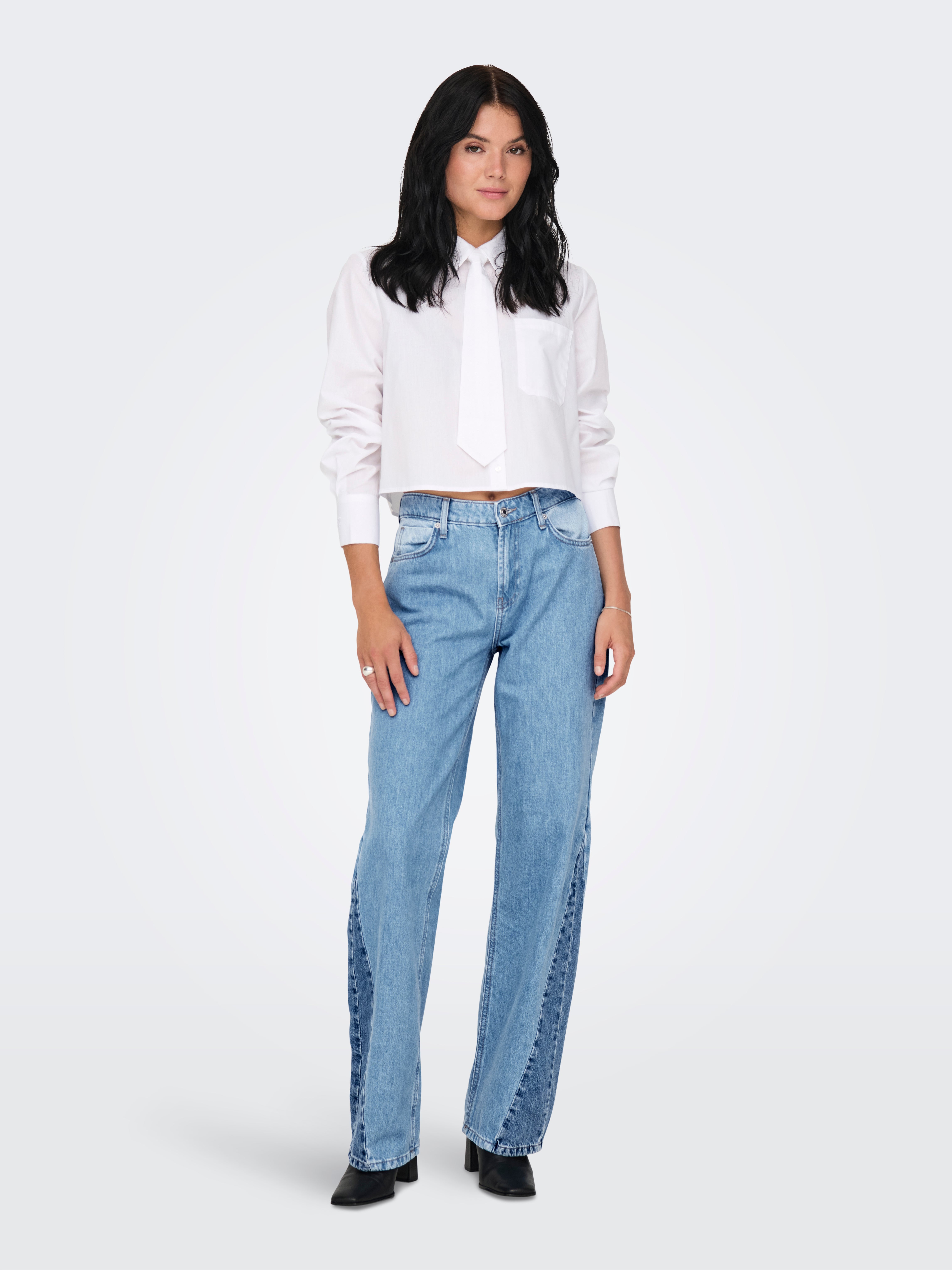 ONLCOBAIN Mittlere Taille Weiter Beinschnitt Jeans Light Blue Denim