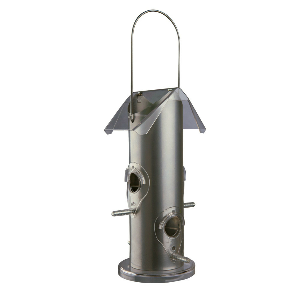 Mangeoire colonne extérieure 800 ml et 25 cm grise pour oiseaux