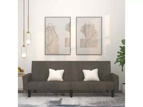 Canapé-lit à 2 places gris foncé velours