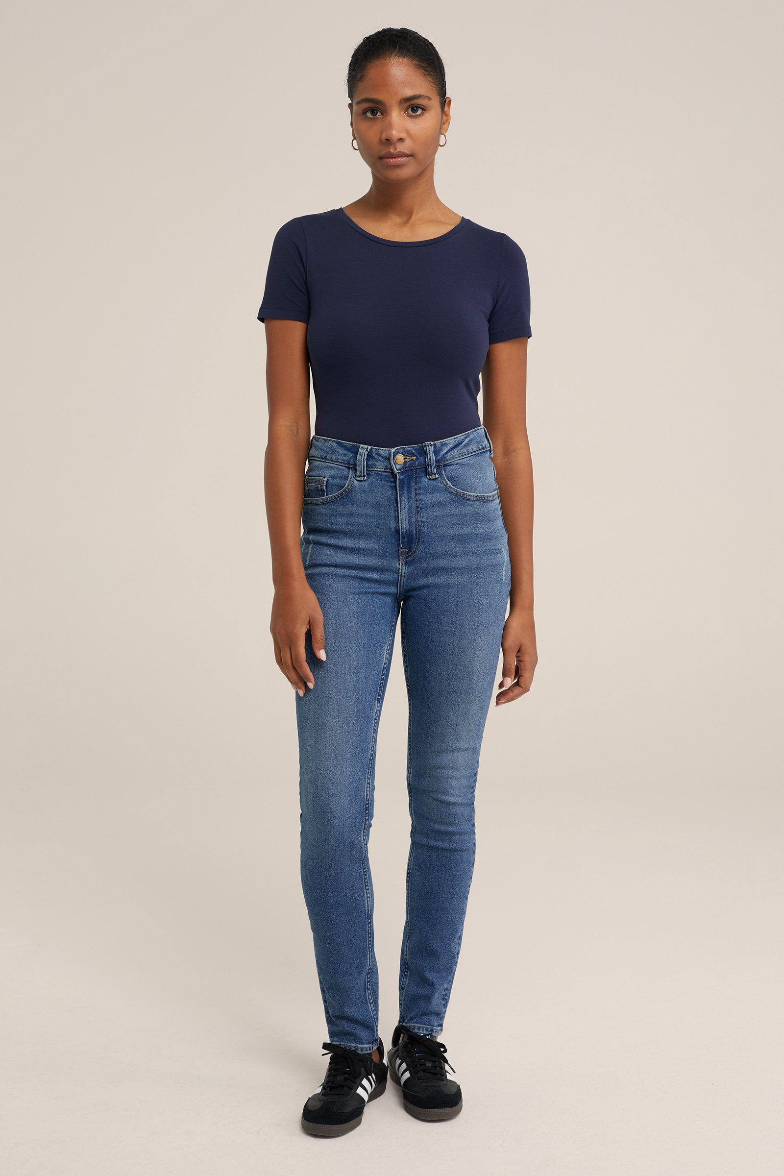 high rise skinny fit jeans met stretch Blue Ridge Blauw