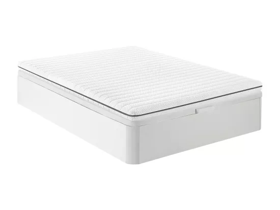 Ensemble 140 x 190 cm sommier coffre blanc + matelas mousse déhoussable ép.10cm - NASUS de YSMÉE
