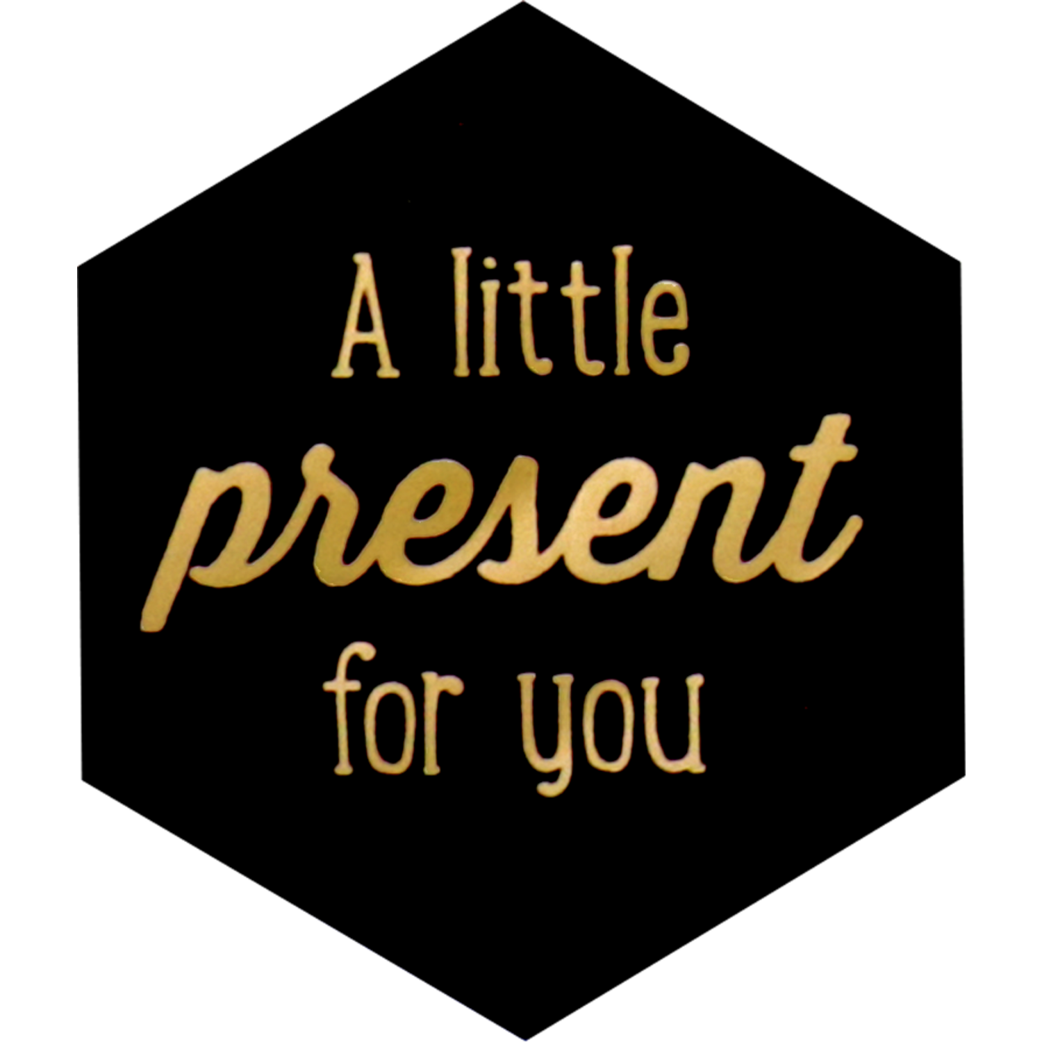 Etiket, papier, Little present for you, 50x43mm, zwart/goud