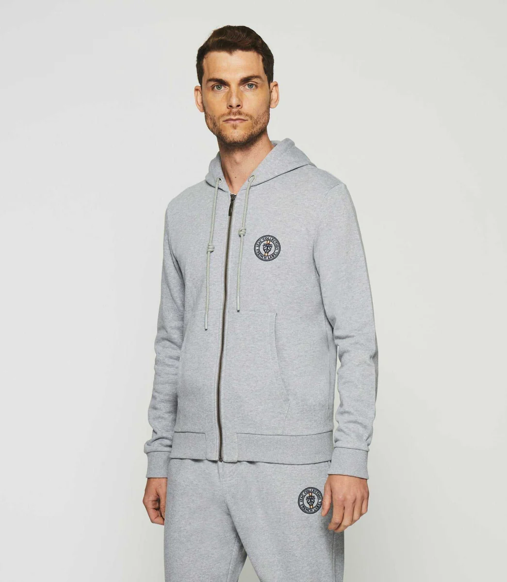 Gilet zippé à capuche gris chiné SWDOGAN