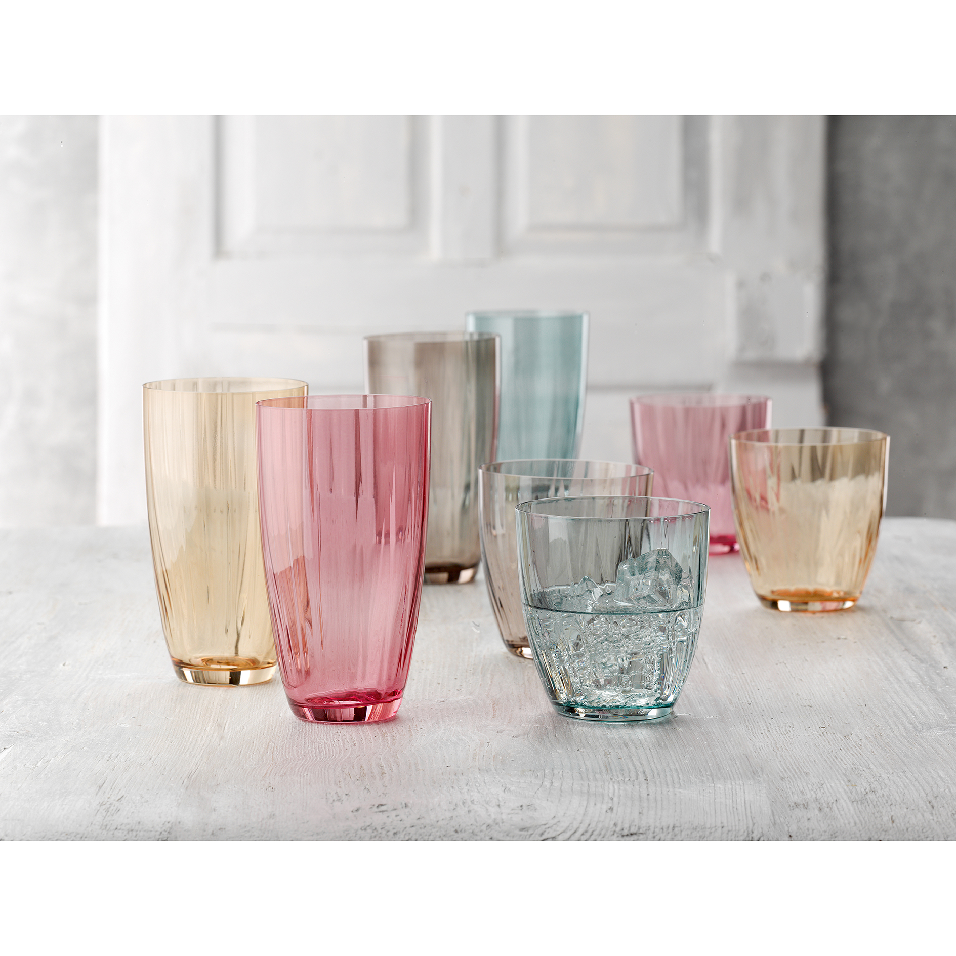 4er-Set Longdrinkgläser - multicolor - Kristallglas - 350 ml