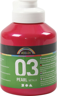 A-Color - Skole Akrylmaling - Metallic - Pink - 500 ML