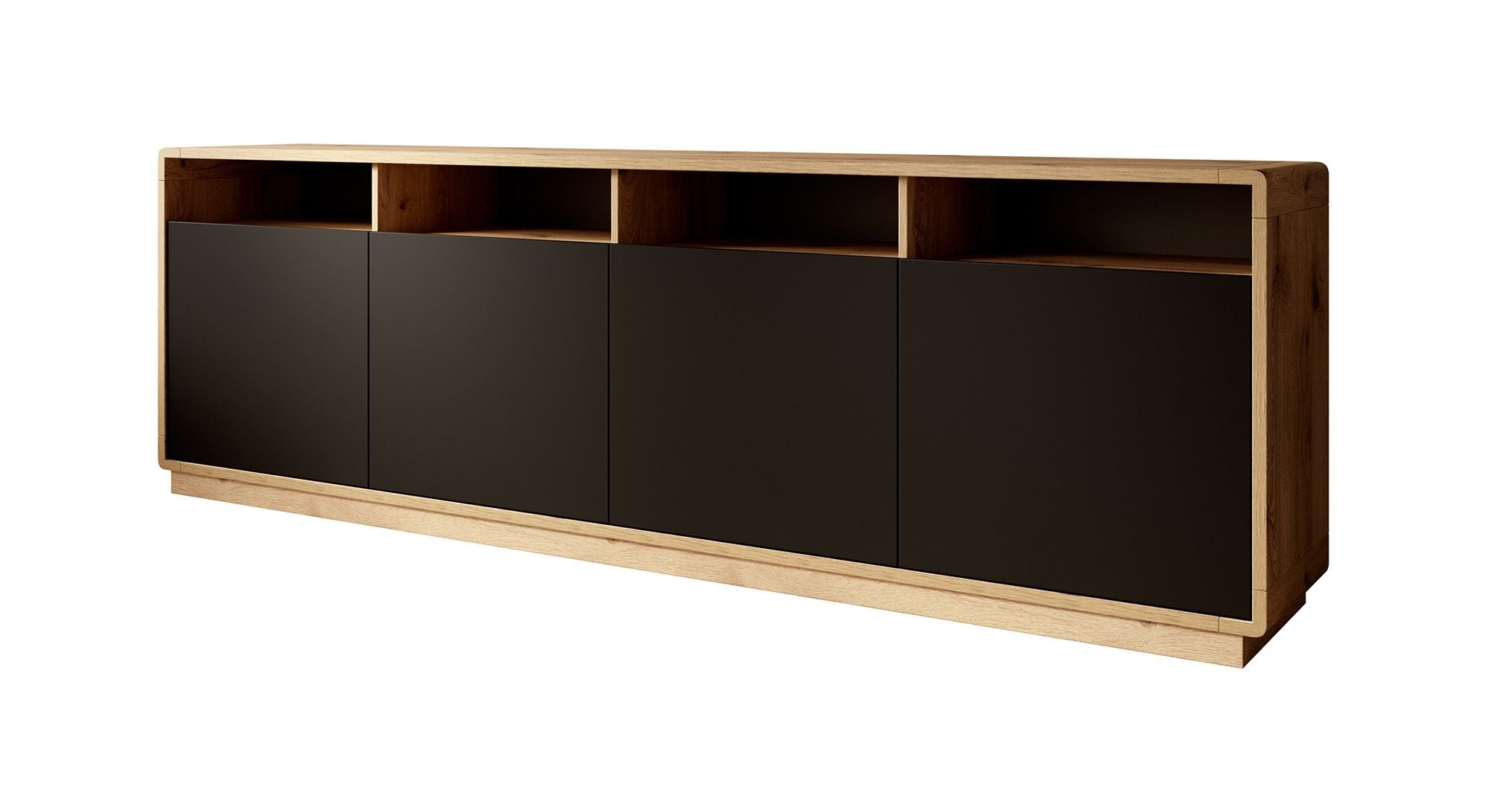 Meubella - Dressoir Acuna - Mat zwart - Eiken - 238 cm