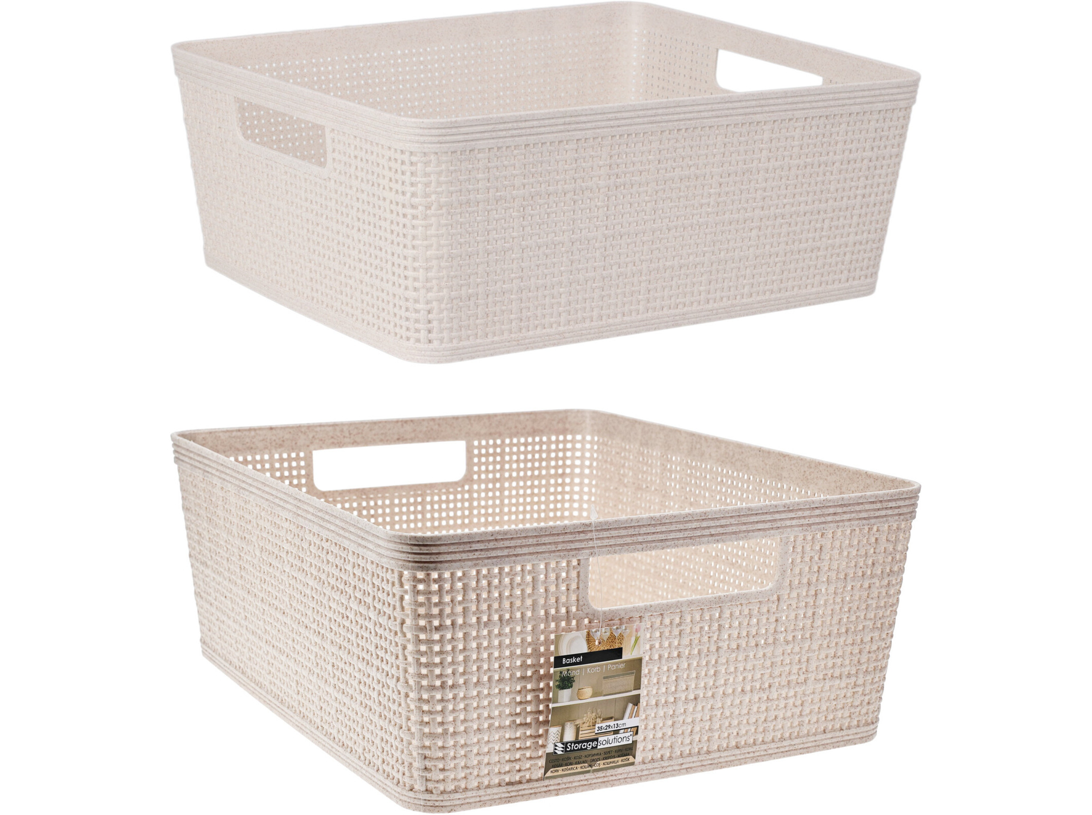 CESTO PARA ARRUMAÇÃO EM PLÁSTICO BEGE 35X29X13CM