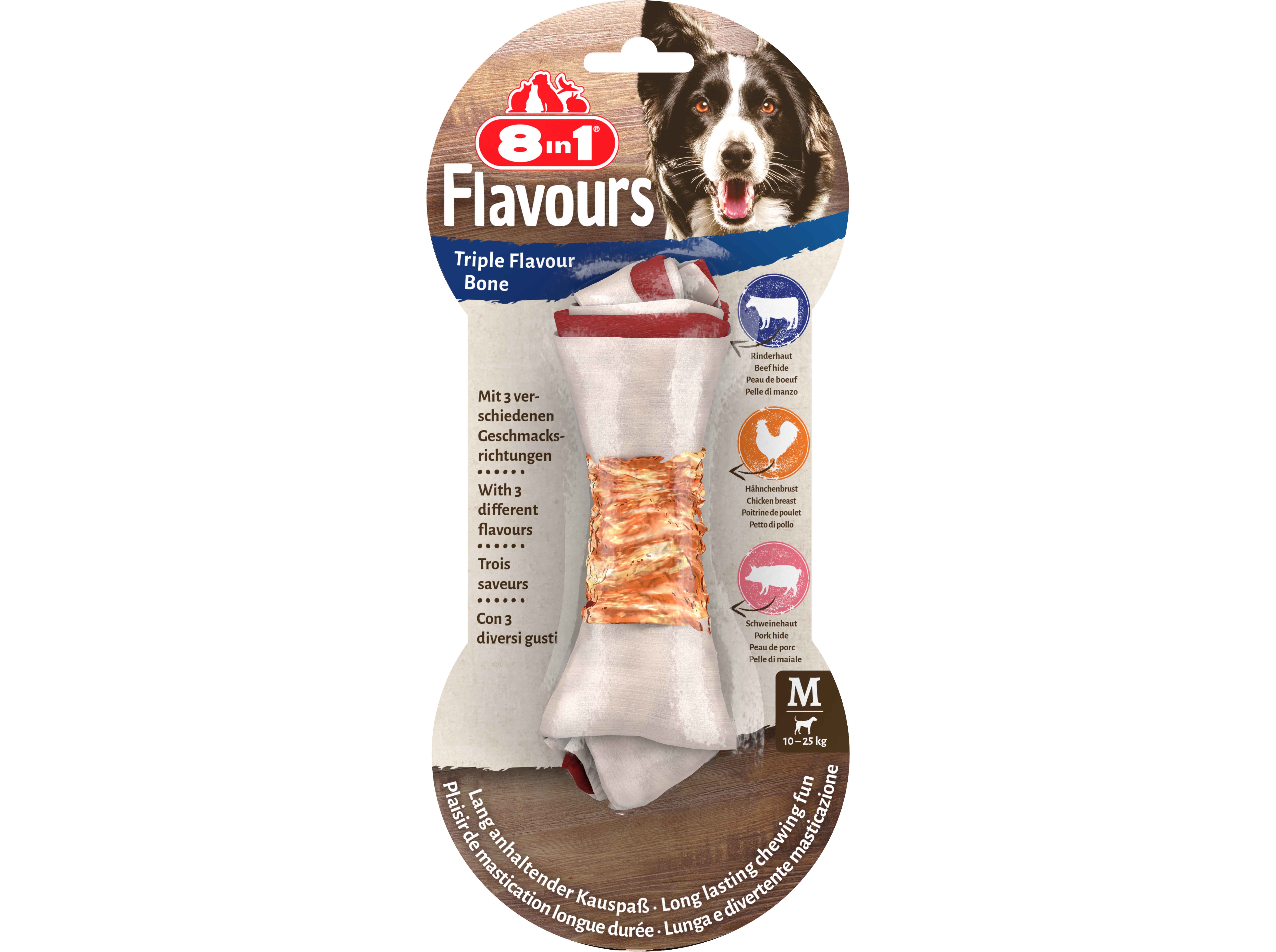 SNACKS CÃO 8IN1 OSSO TRIPLE FLAVOUR M
