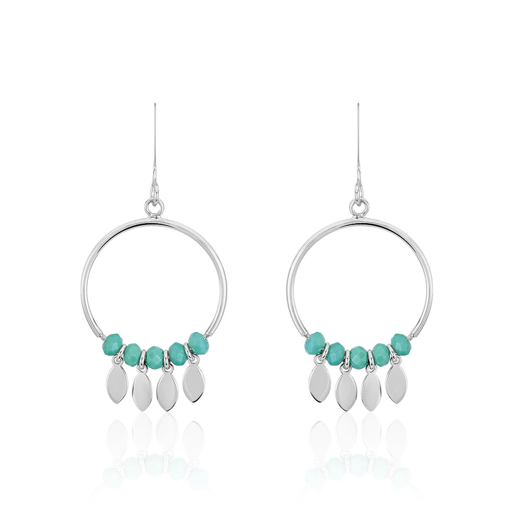 Boucles D'oreilles Pendantes Polyna Argent Blanc Pierre De Synthese