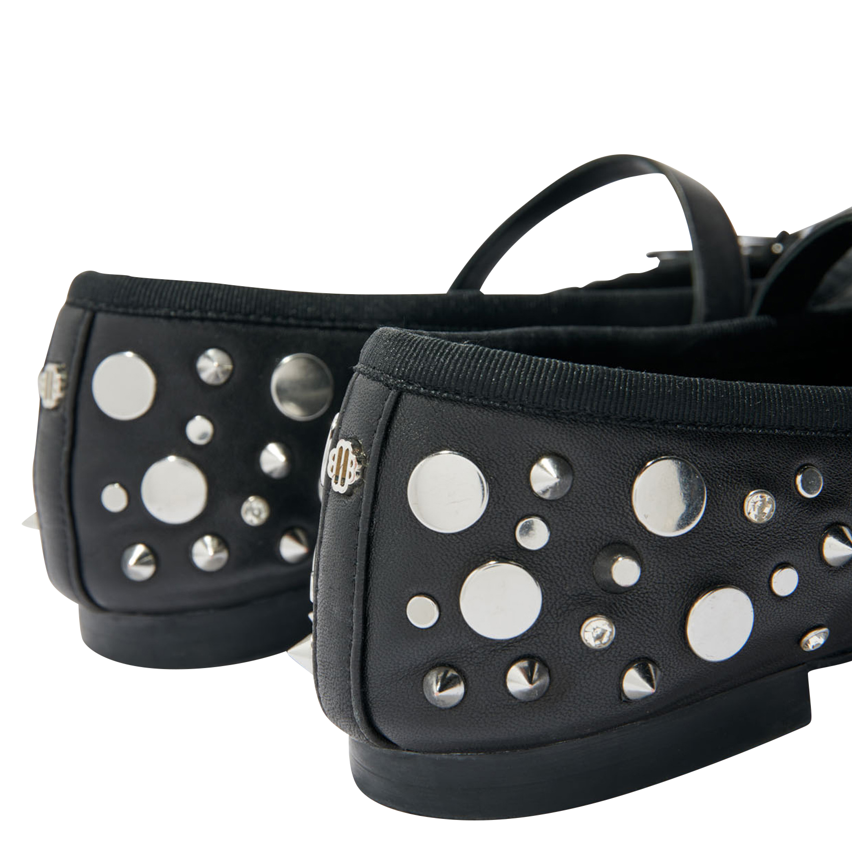 Ballerines à clous et studs en cuir | Noir