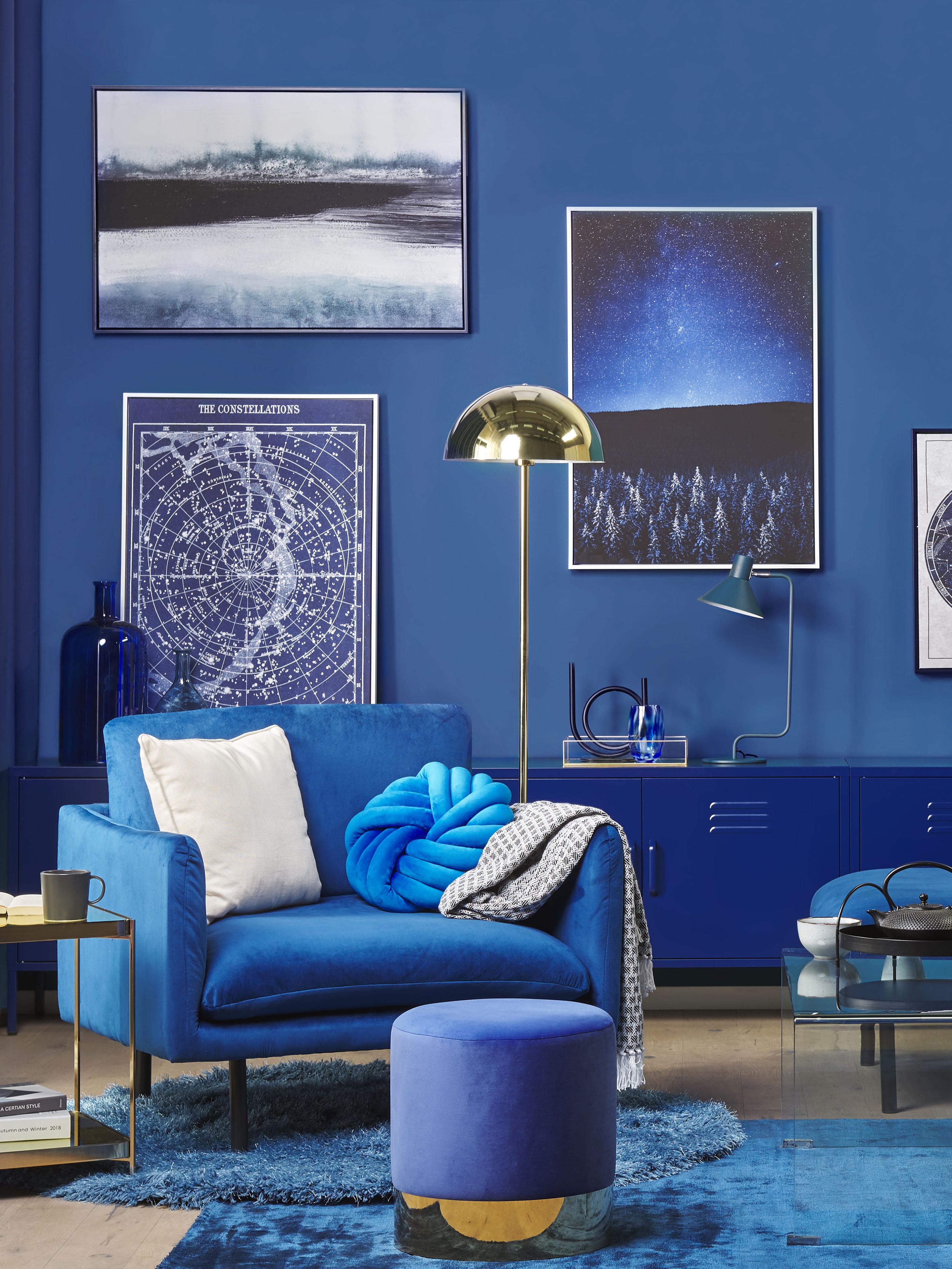 Poef SOPHIA Fluweel Marineblauw