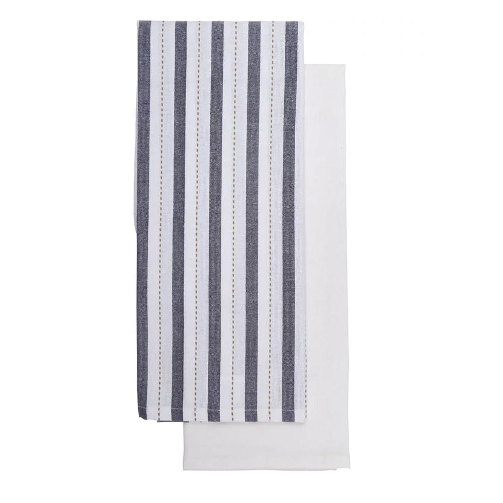 NO MARK Set 2 Torchons Blanc/Bleu/Beige Luance Charlize 50x70cm
