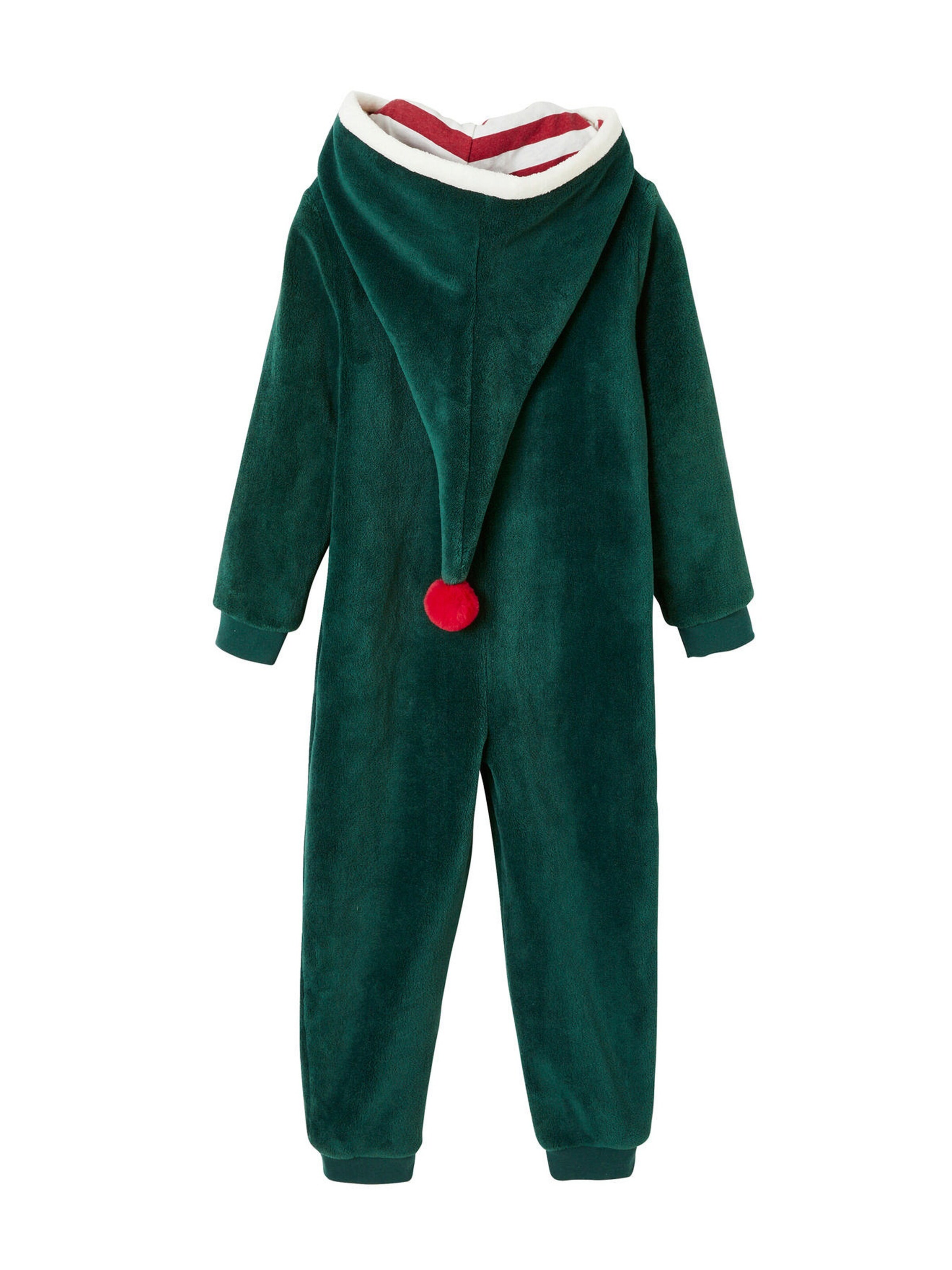 Vertbaudet Jungen Plüsch-Overall, Onesie WICHTEL grün
