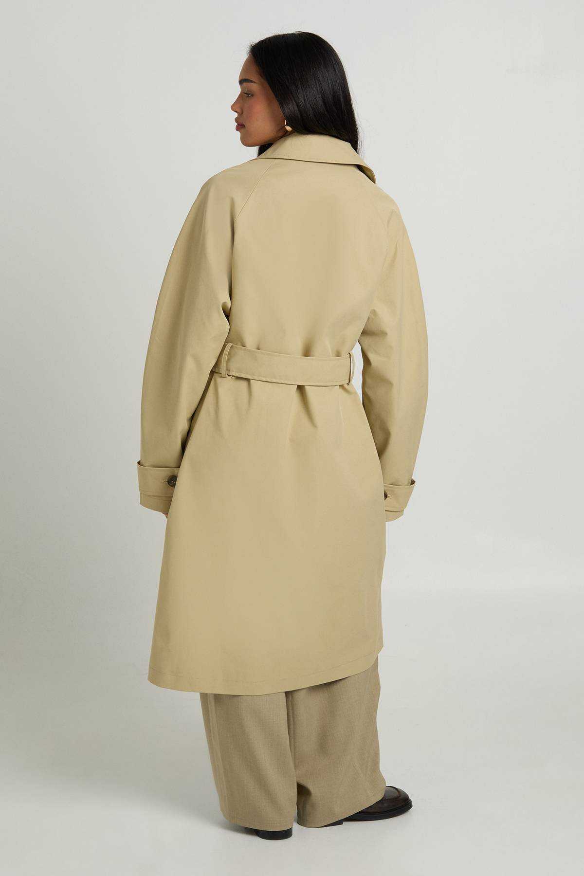 boohoo Trench-coat Long Boutonné Avec Ceinture
