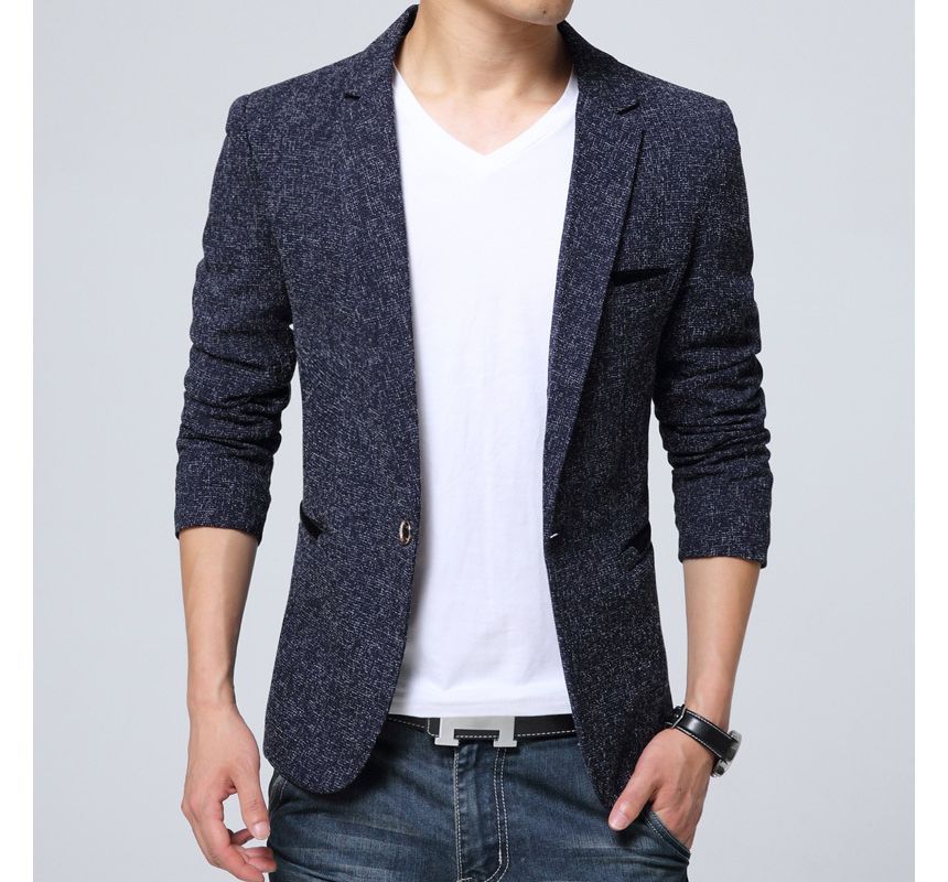 Holianx - Melange blazer met één knoop