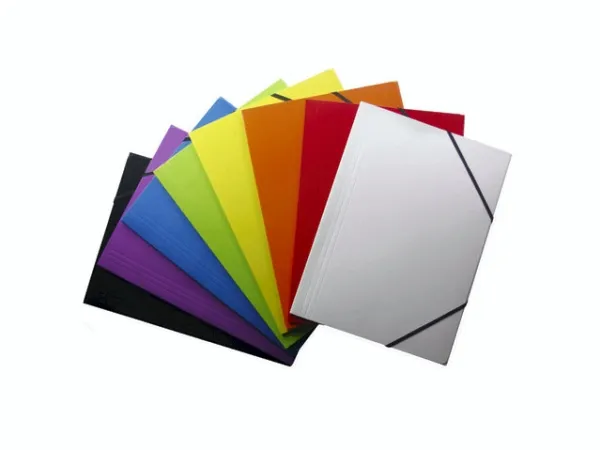 Elastikmappe Q-Line A4 grøn m/3 klapper & elastik blank - (10 stk.)