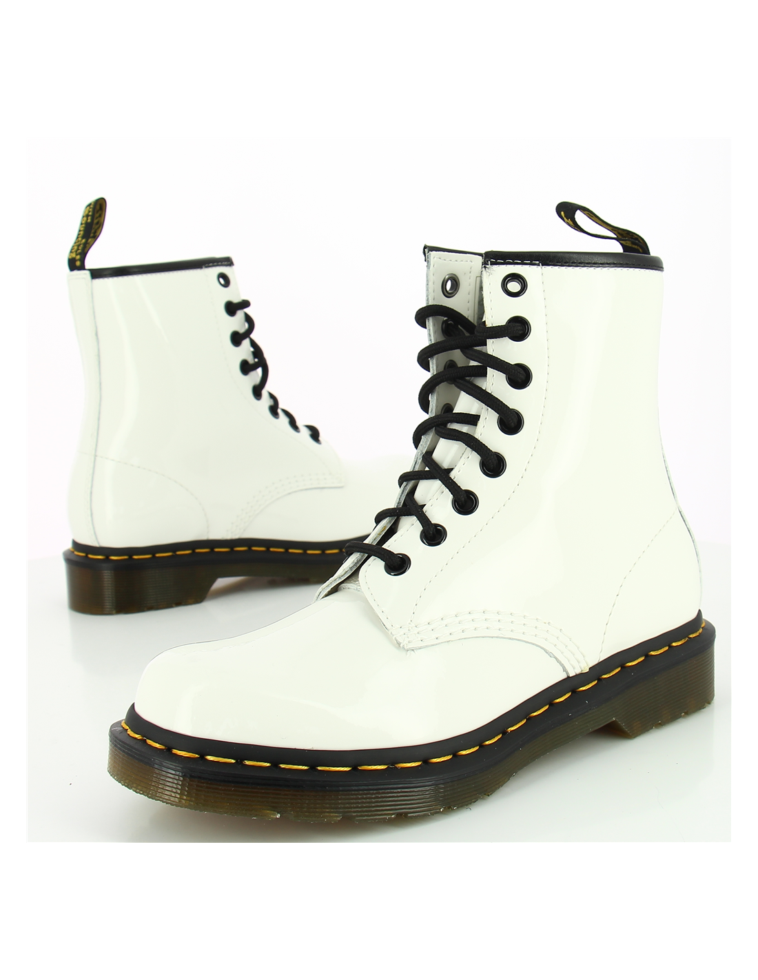 dr martens boots femme 1460 cuir verni blanc