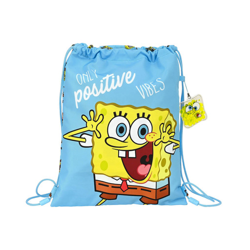 Saco de dormir Safta SpongeBob Positive Vibes Junior, plano, 260x340 mm, azul claro/amarelo