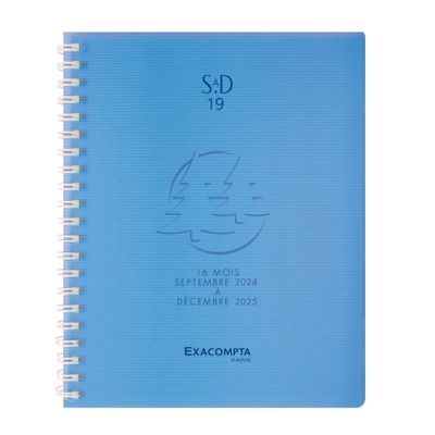 Agenda à spirale Linicolor - 1 semaine sur 2 pages - 16 mois - 14 x 18 cm - disponible dans différentes couleurs - Exacompta