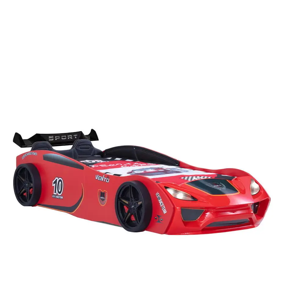 V2 Sport - Autobed - Racebed - Met licht en bekleding - 246x115x58 cm - Rood