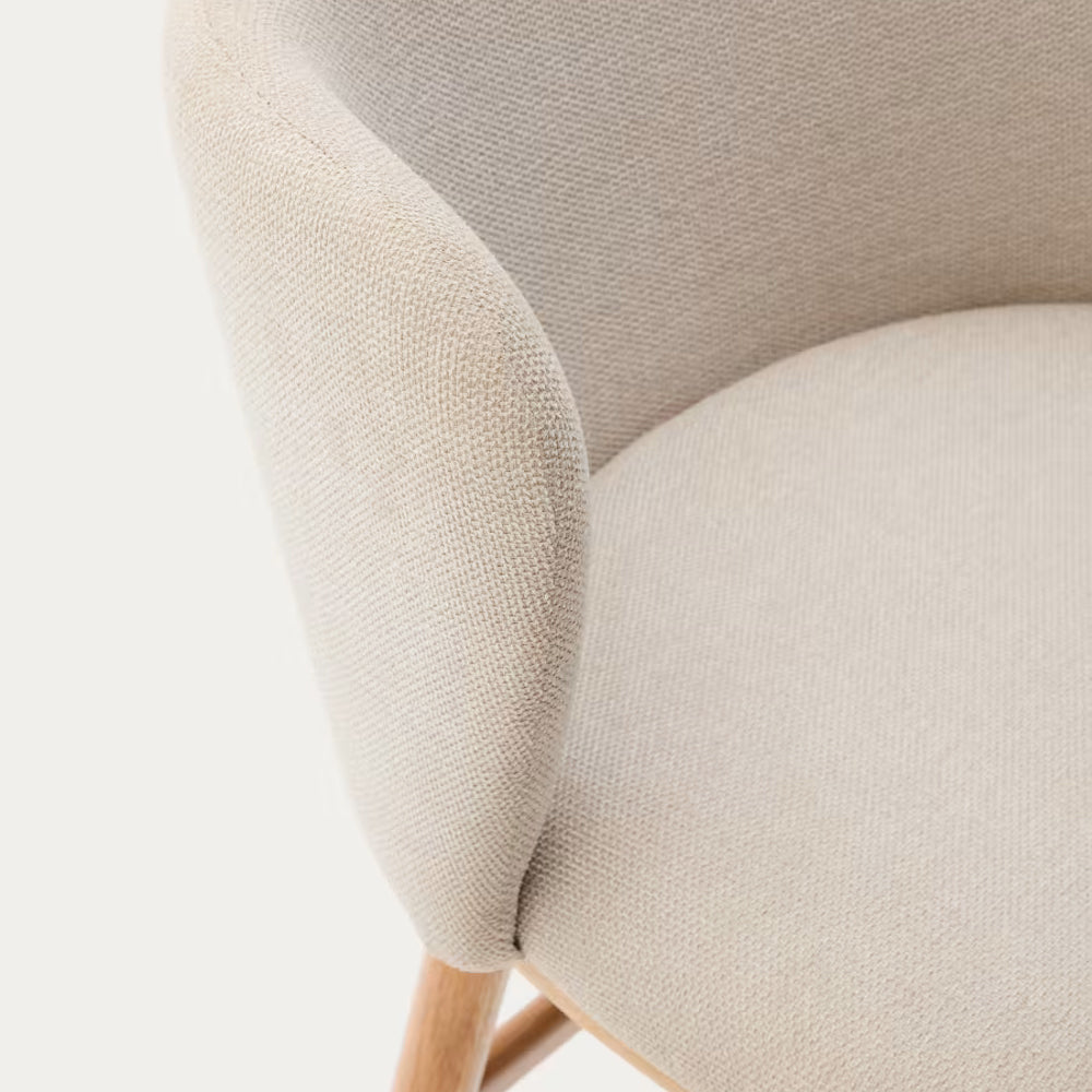 Kave Home Ciselia Barkruk - H 65 cm - Beige / Essenhout