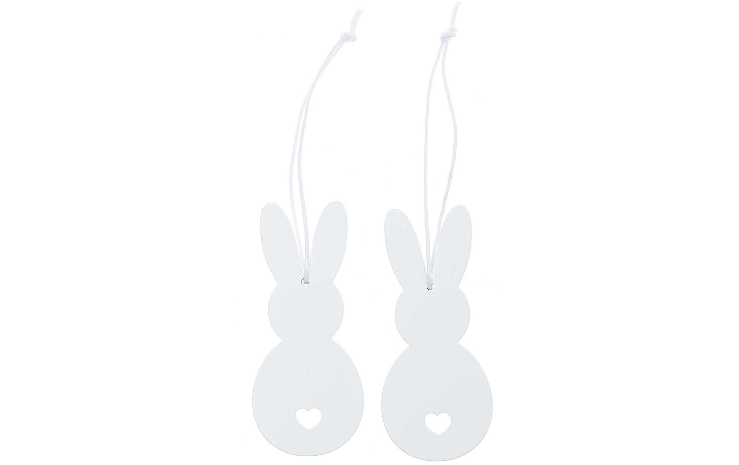 Aufhänger Hase 2 Stück, WeissHolzanhänger von Rico Design