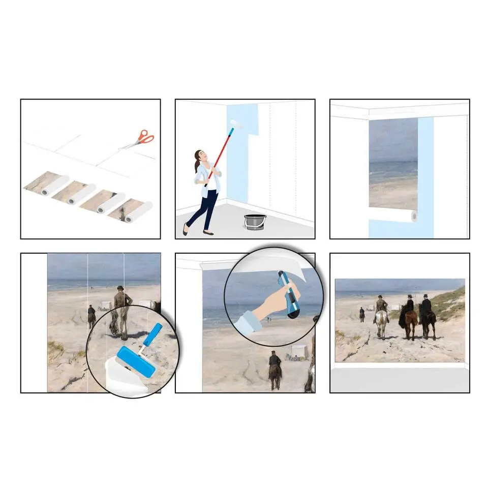 Fotobehang Anton Mauve Morgenrit langs het strand - 260x384cm