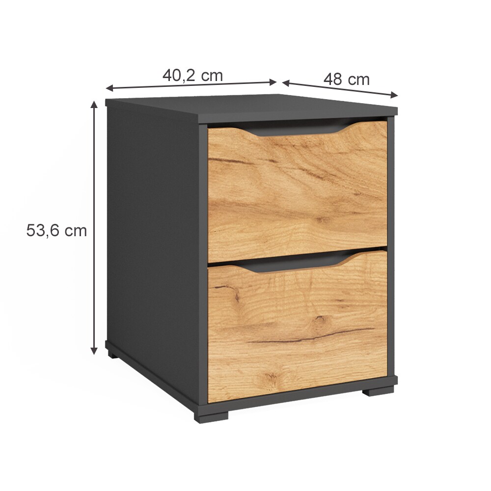 Vicco Kommode Ruben 40 x 54 cm Anthrazit Eiche Nachtschrank